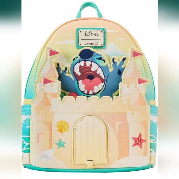 Loungefly Disney Stitch Sandcastle Beach Surprise Mini Backpack Wallet Keychain - Picture 6 of 15